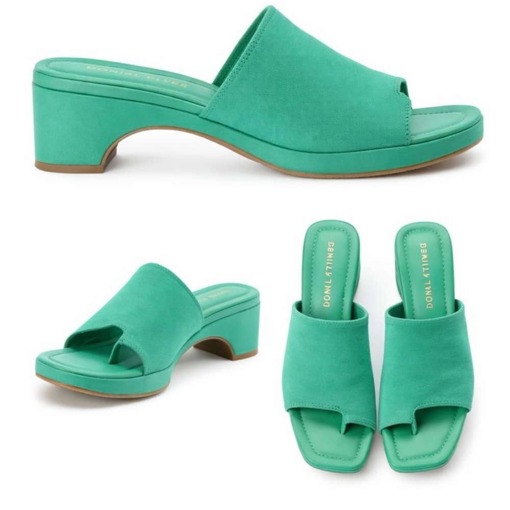 Donald J. Pliner Green Suede Open-Toe Block Heel Sandals